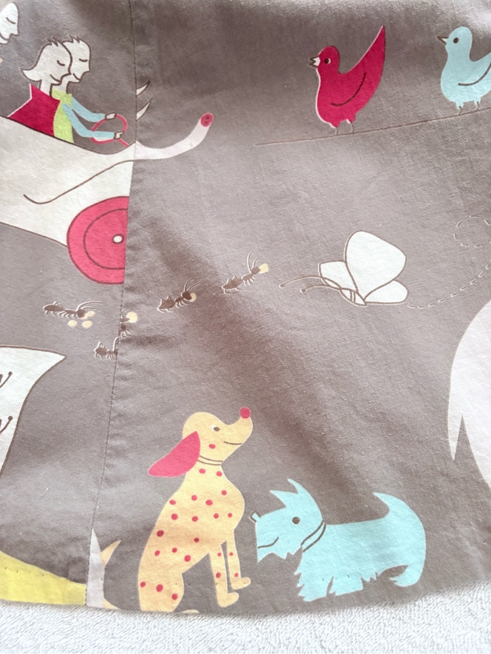 Lovely Kate Rare Whimsical Gray Animal Novelty Print A-Line Retro Cotton Skirt S - Picture 10 of 11